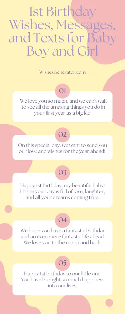 116 1st Birthday Wishes Messages And Texts For Baby Boy And Girl